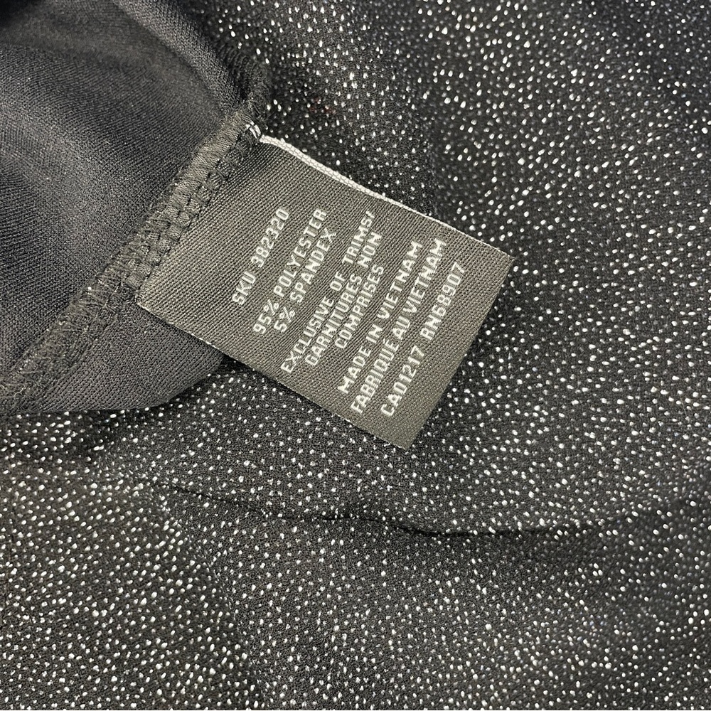 Vintage Le Chateau Black Metallic Glitter Asymmetrical Ruched Wrap Dress M - Picture 7 of 7